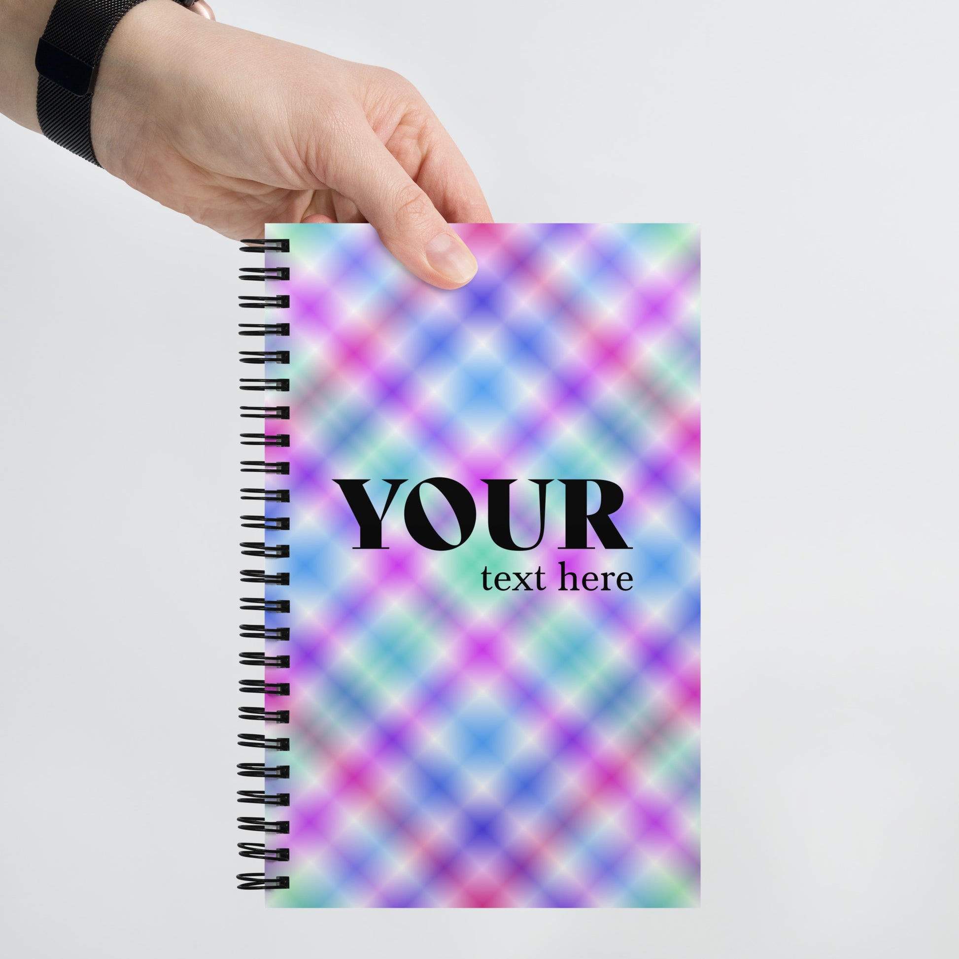 Pink Blue Purple Cyan Spiral Dotted Line Notebook