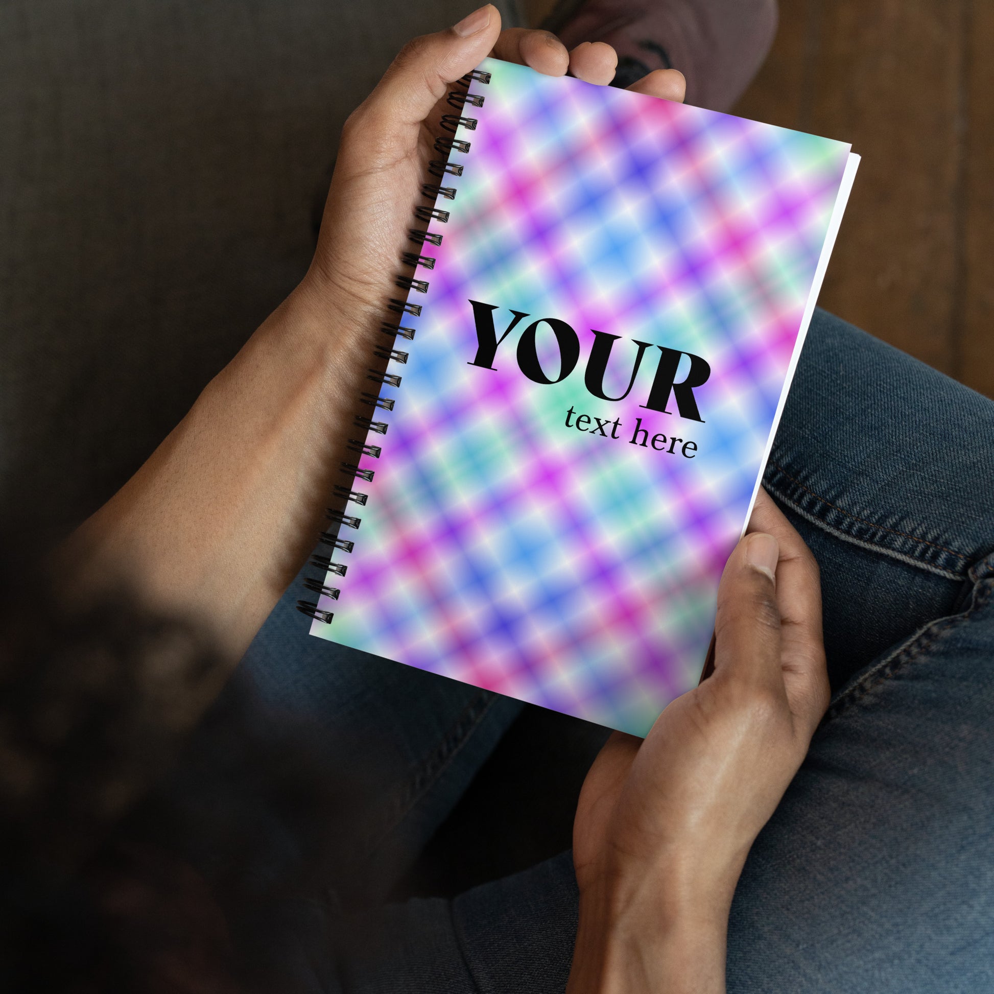 Pink Blue Purple Cyan Spiral Dotted Line Notebook