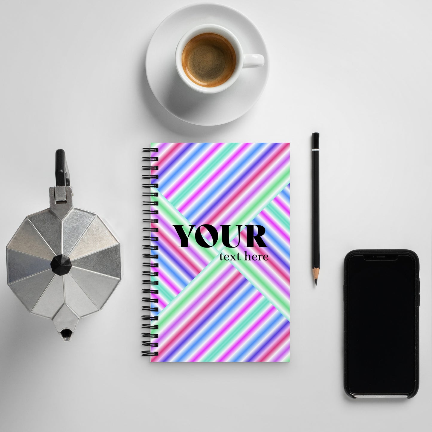 Green Red Blue Purple Striped Spiral Dotted Line Notebook