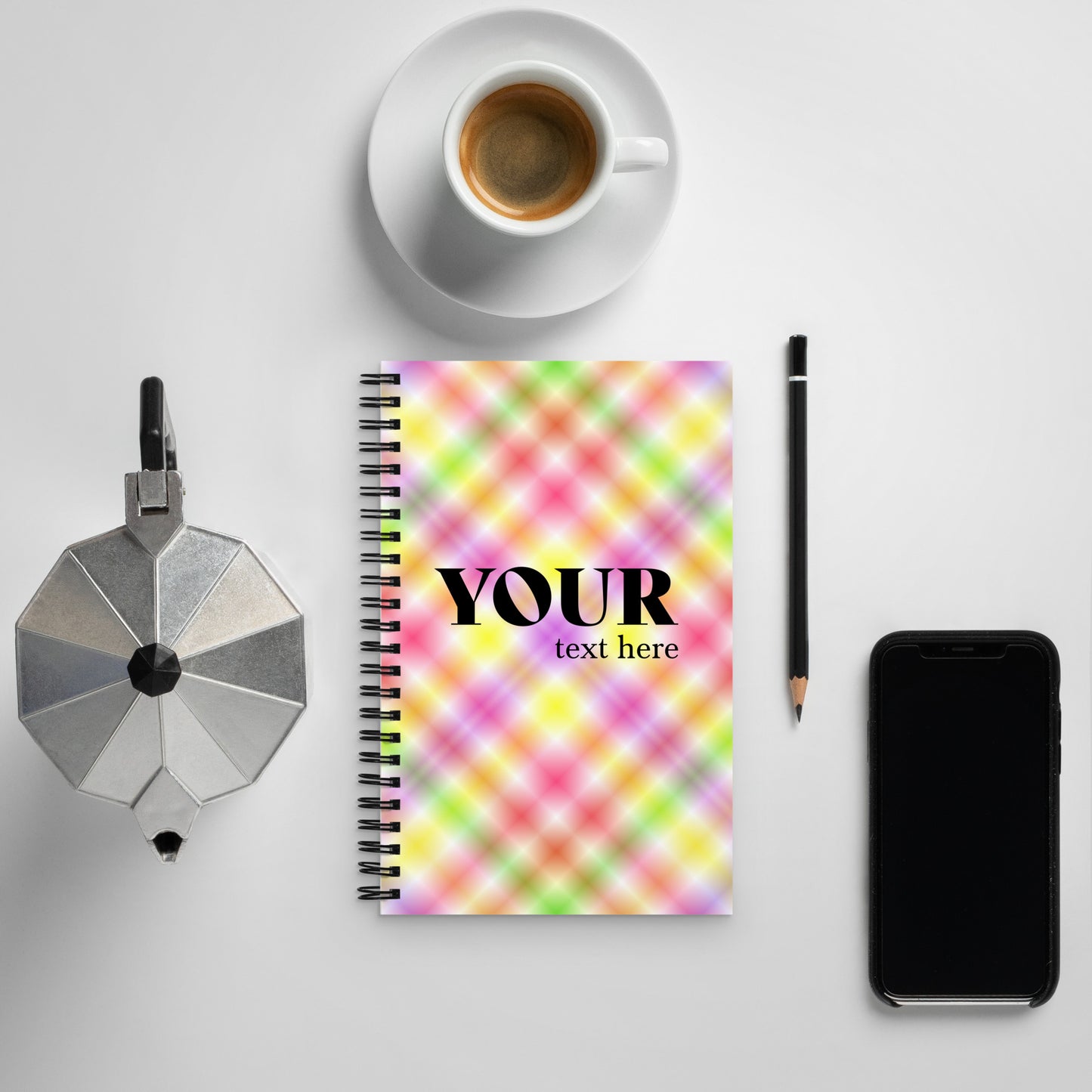 Green Yellow Red Pink Spiral Dotted Line Notebook