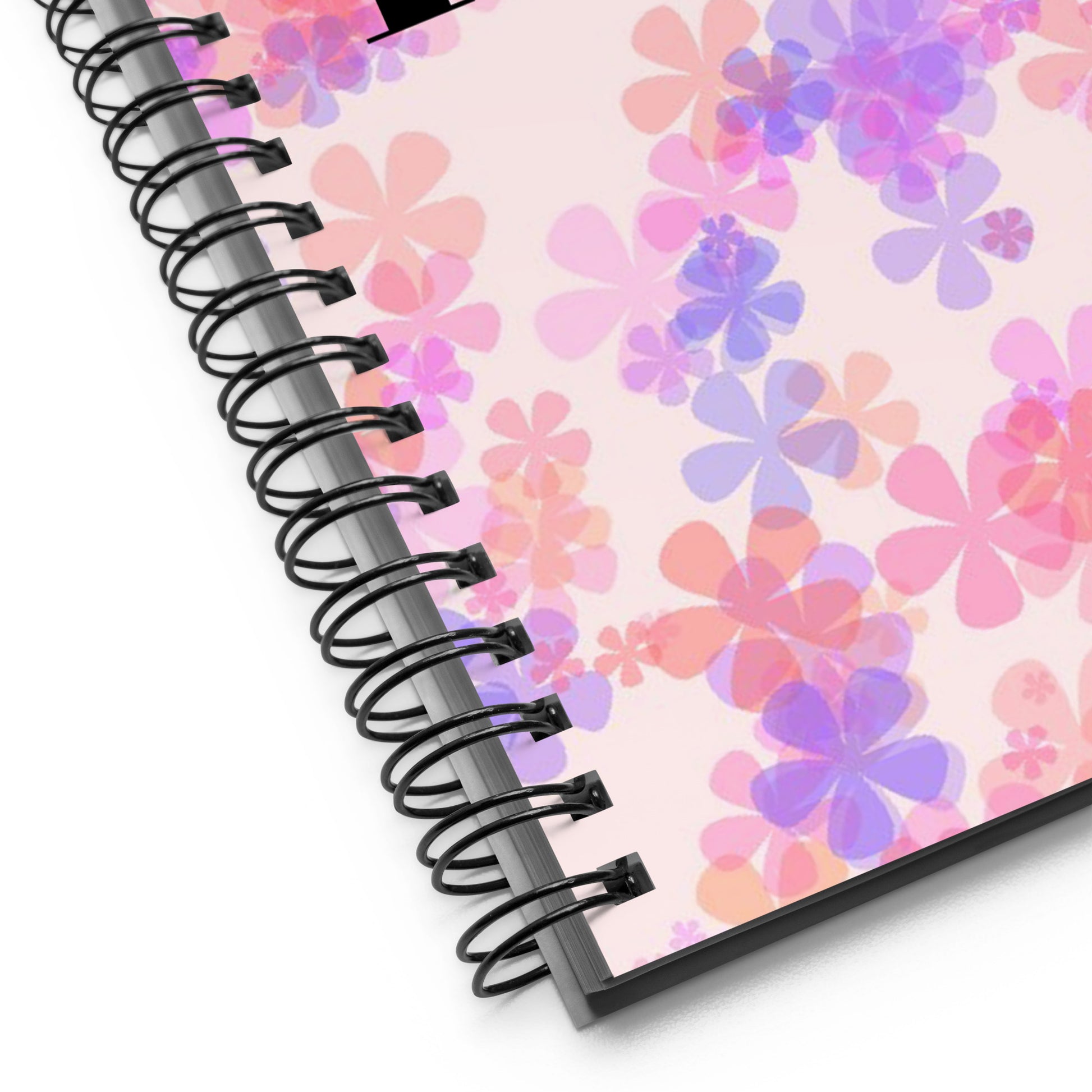 Pink Purple Flowers Spiral Dotted Line Notebook