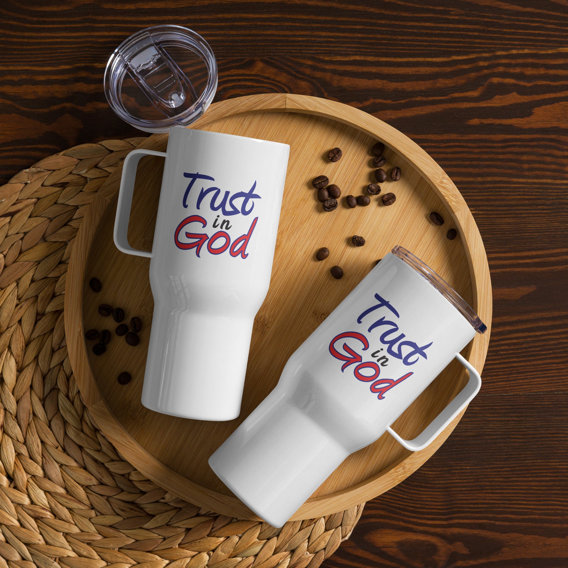 Trust in God Travel mug with a handle 25 oz
