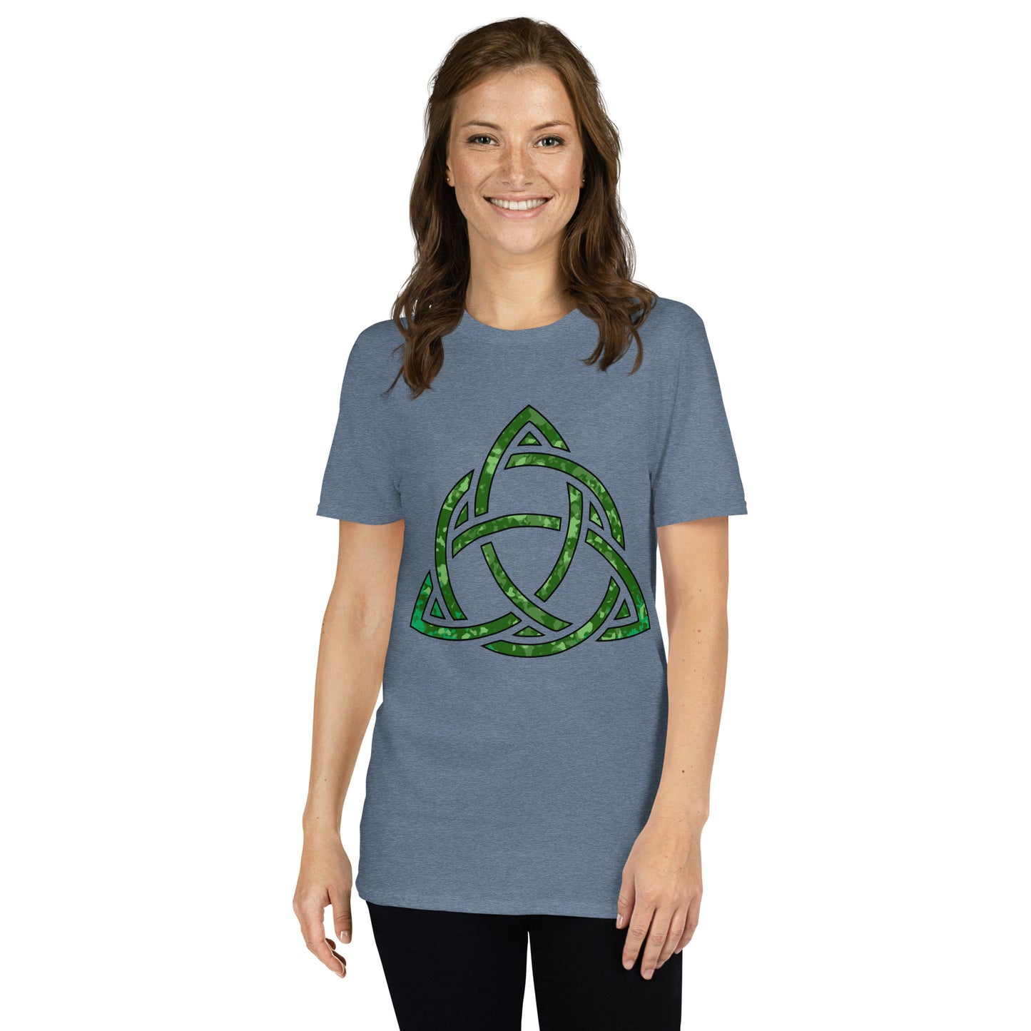 Celtic Knot Triquetra Short-Sleeve Unisex T-Shirt Heather Indigo
