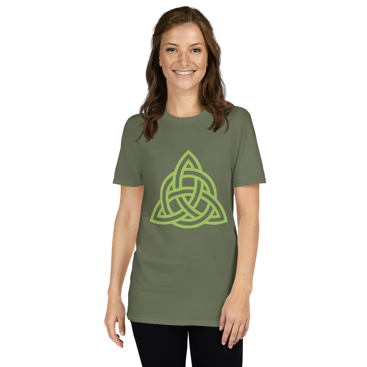 Celtic Knot Triangle Short-Sleeve Unisex T-Shirt Military Green