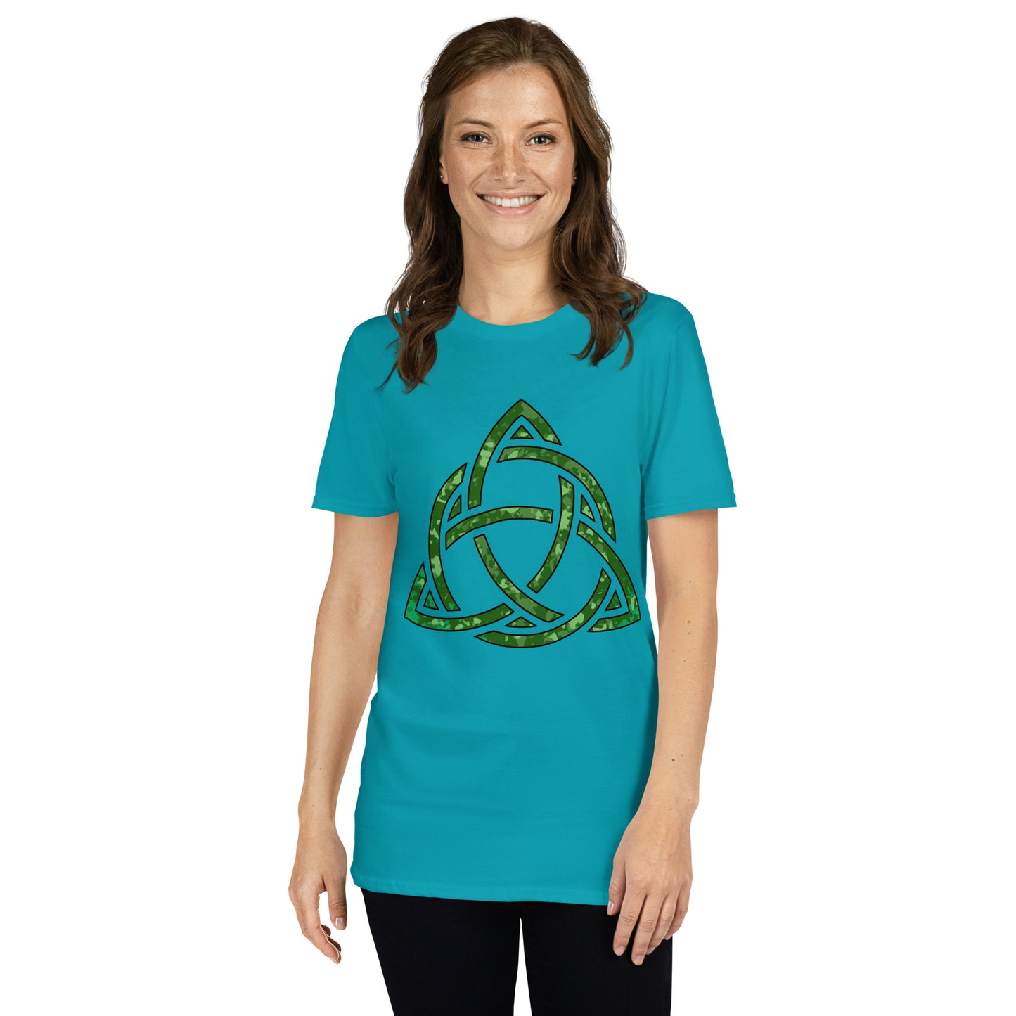Celtic Knot Triquetra Short-Sleeve Unisex T-Shirt Tropical Blue