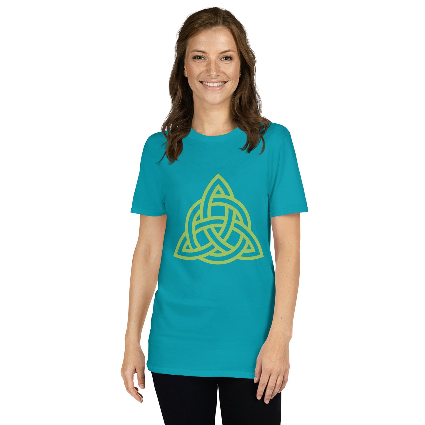 Celtic Knot Triangle Short-Sleeve Unisex T-Shirt Tropical Blue