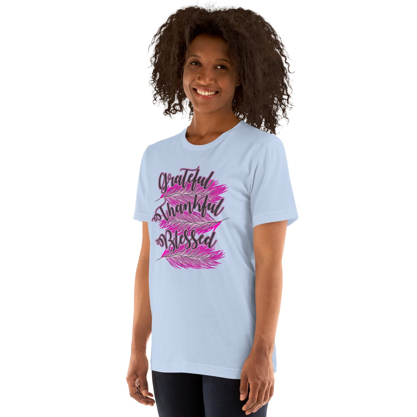 Thankful Grateful Blessed Pink Ladies Unisex t-shirt