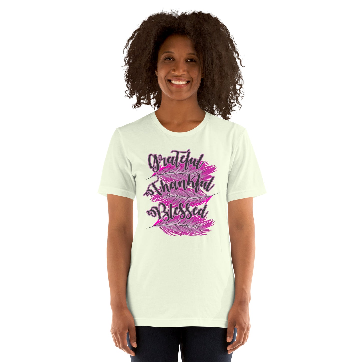 Thankful Grateful Blessed Pink Ladies Unisex t-shirt Citron