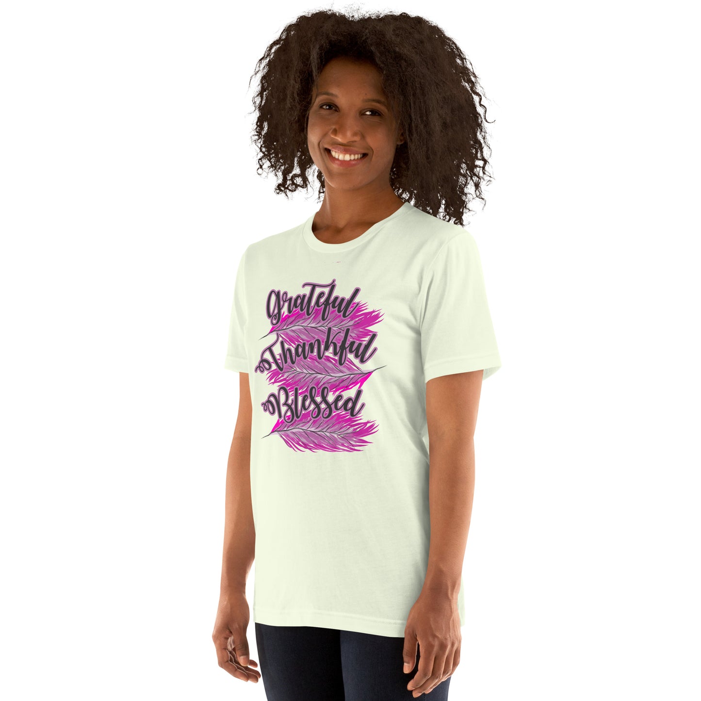 Thankful Grateful Blessed Pink Ladies Unisex t-shirt
