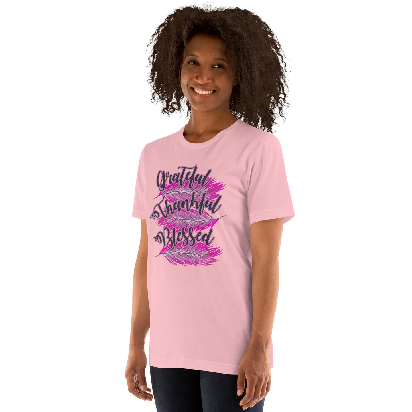 Thankful Grateful Blessed Pink Ladies Unisex t-shirt