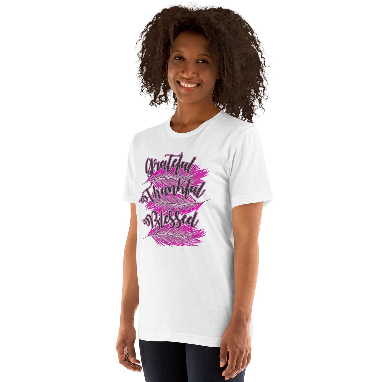 Thankful Grateful Blessed Pink Ladies Unisex t-shirt