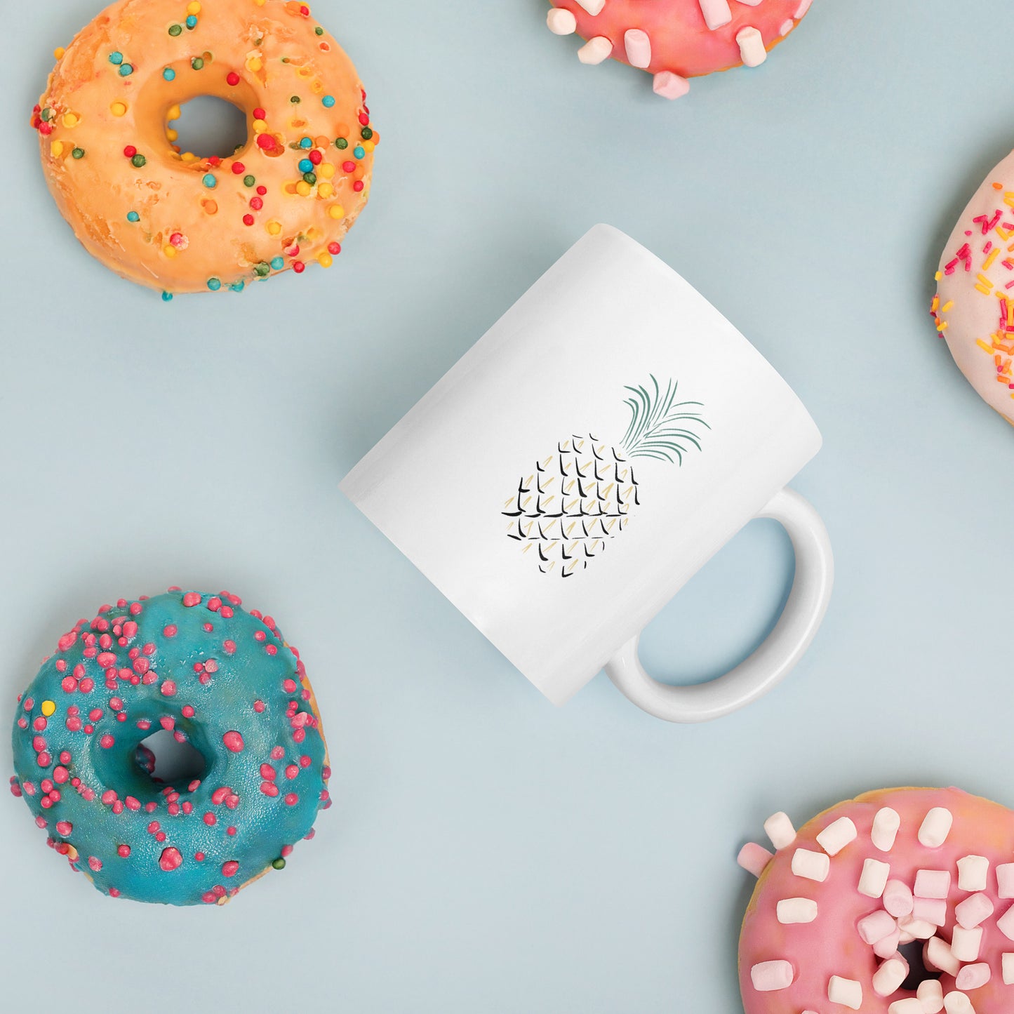 Pineapple Abstract Art White glossy mug