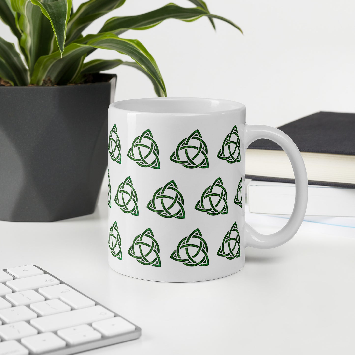 Celtic Knot Triquetra White glossy mug