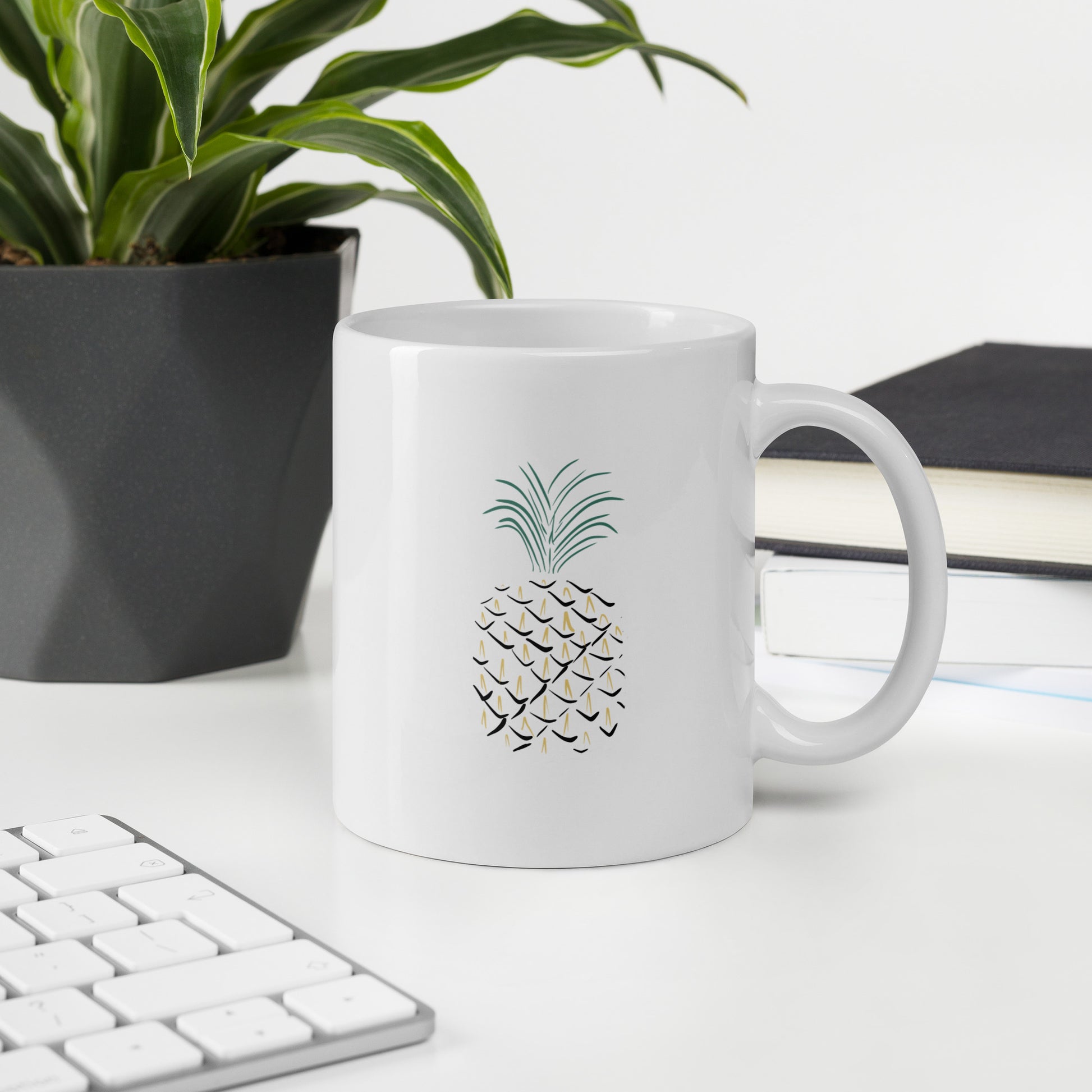 Pineapple Abstract Art White glossy mug