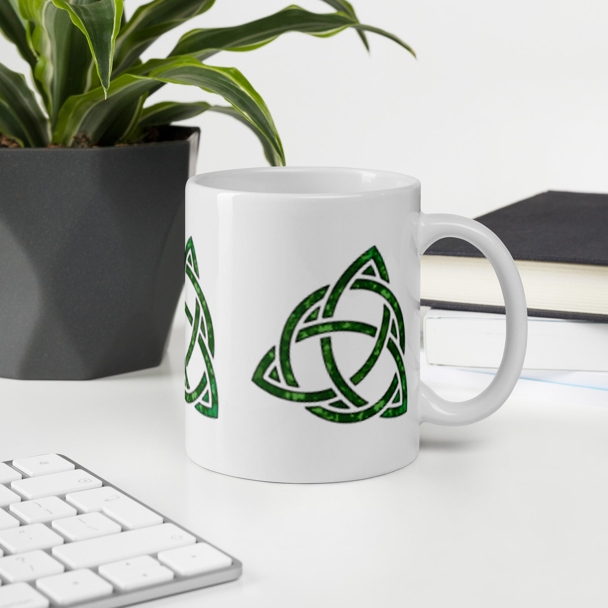 Celtic Trinity Large Knot Triquetra White Glossy Mug