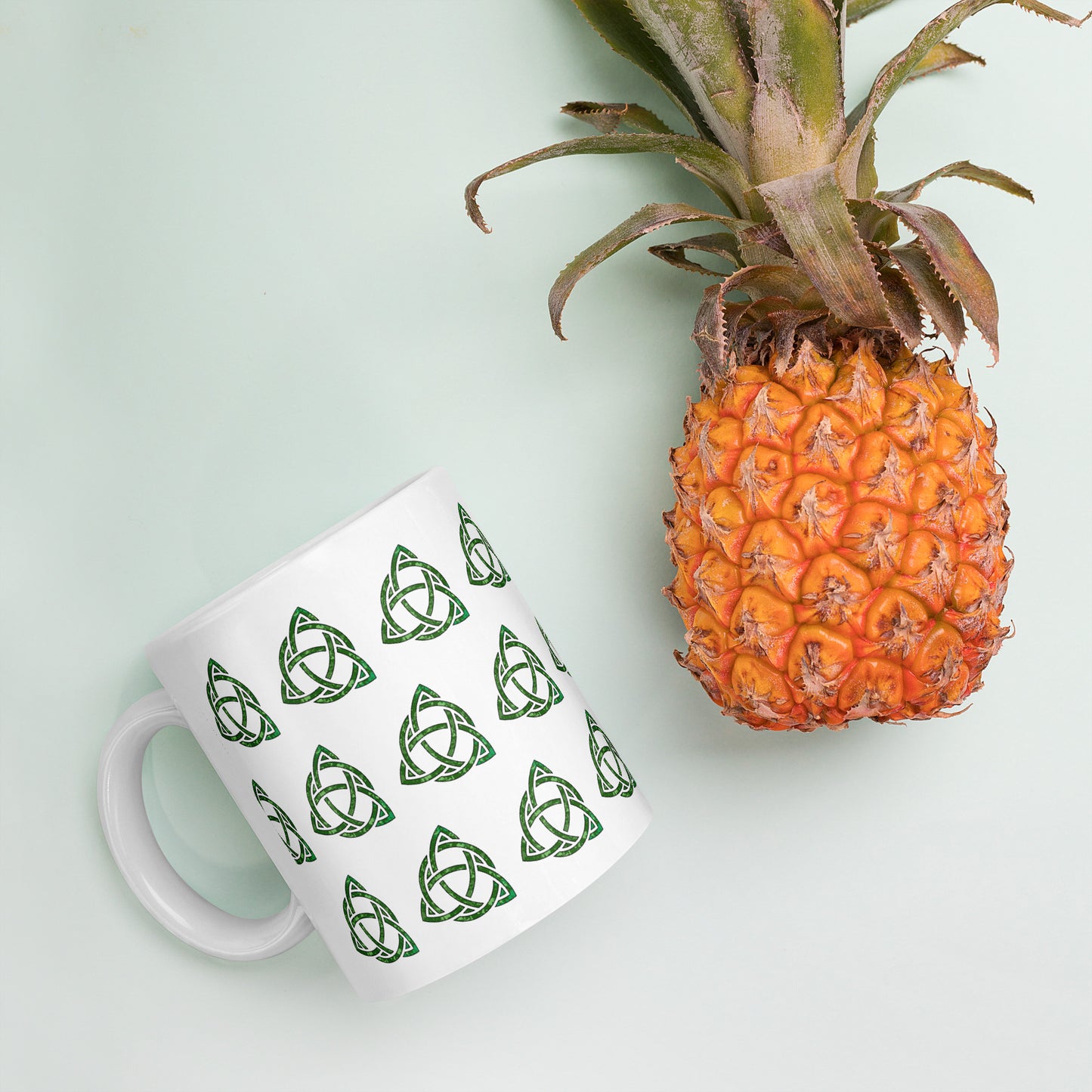 Celtic Knot Triquetra White glossy mug