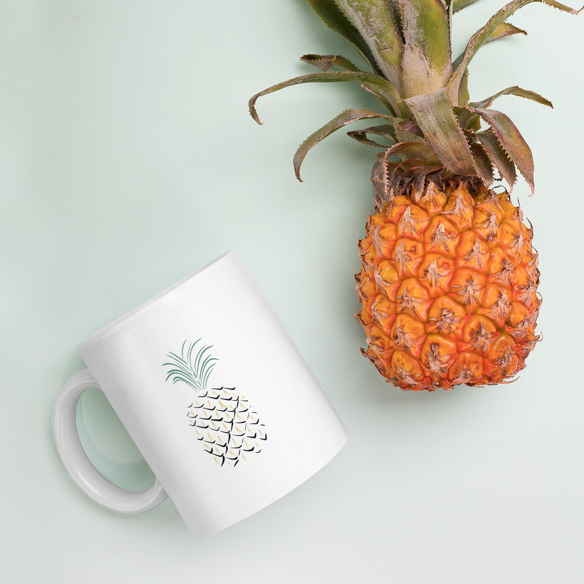 Pineapple Abstract Art White glossy mug