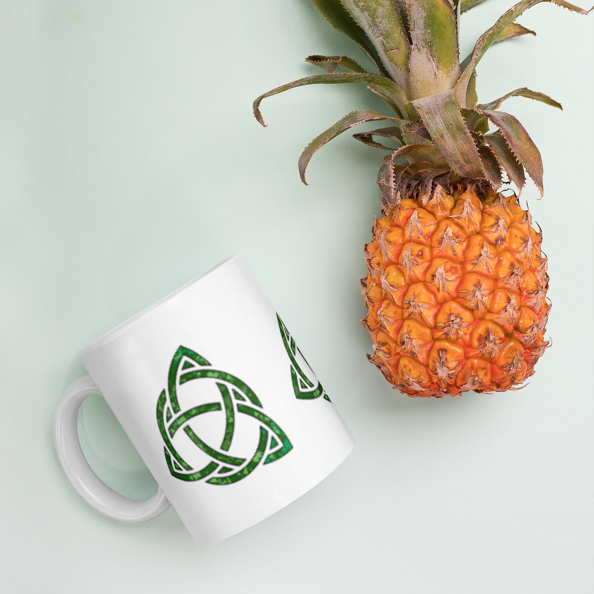 Celtic Trinity Large Knot Triquetra White Glossy Mug