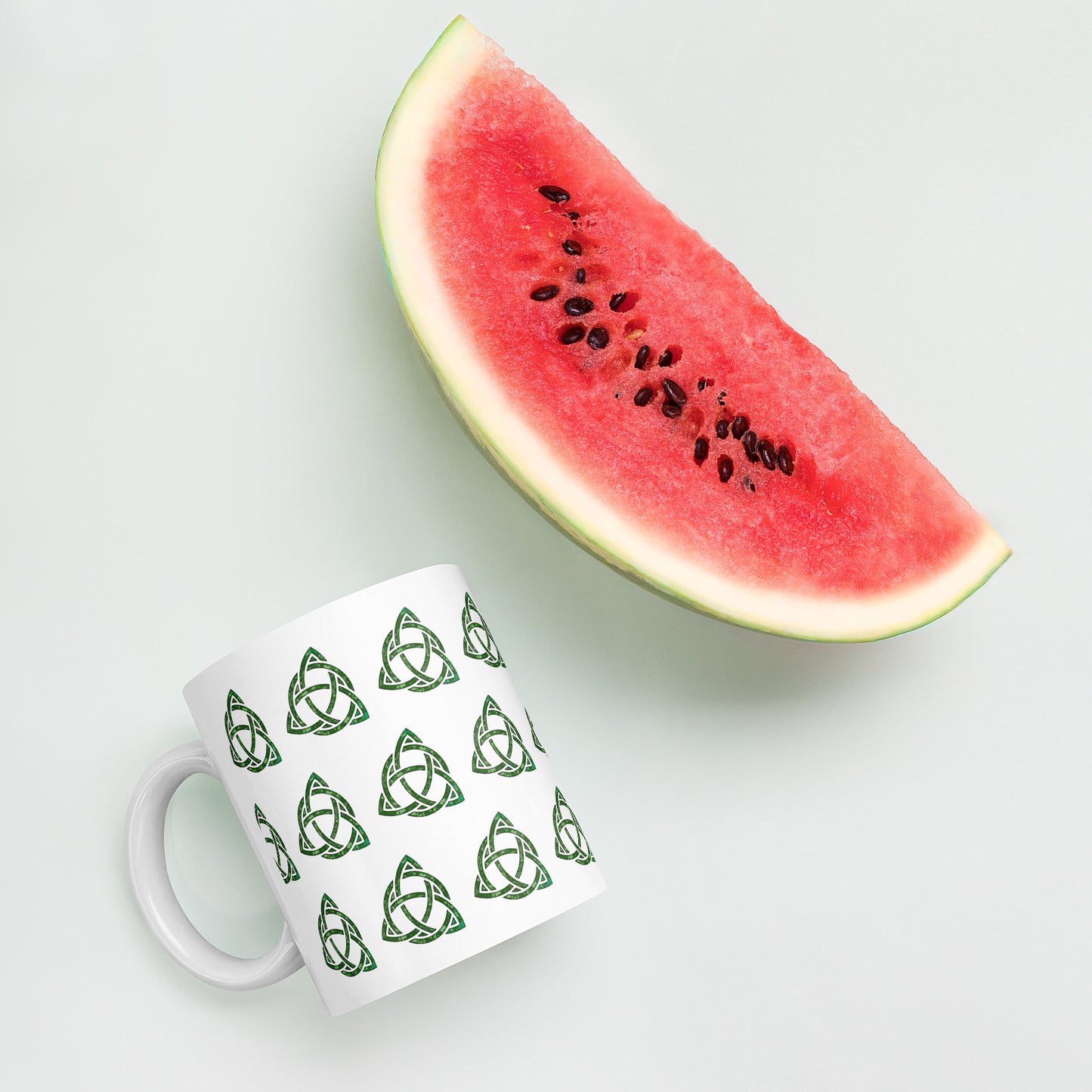Celtic Knot Triquetra White glossy mug