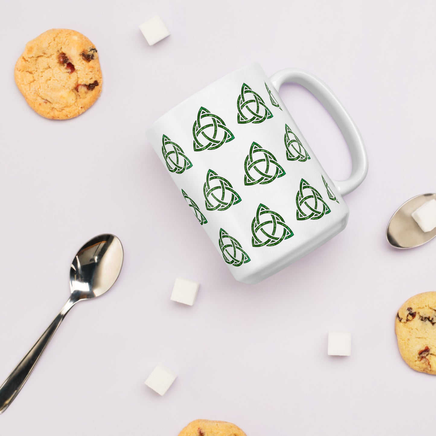 Celtic Knot Triquetra White glossy mug