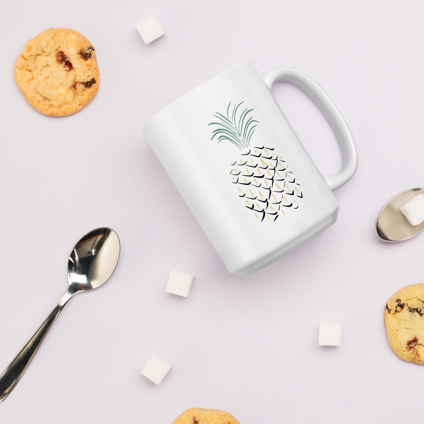 Pineapple Abstract Art White glossy mug