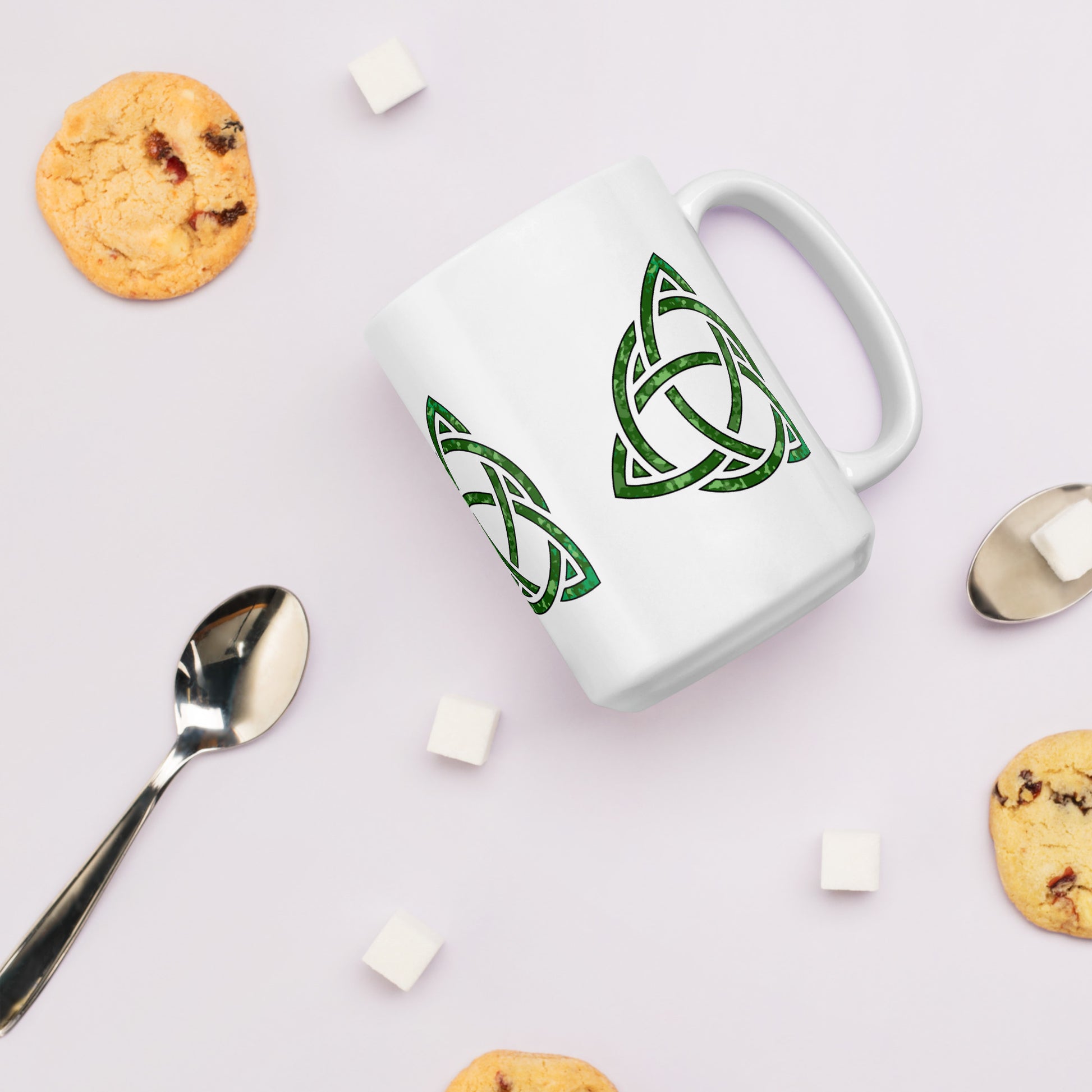 Celtic Trinity Large Knot Triquetra White Glossy Mug