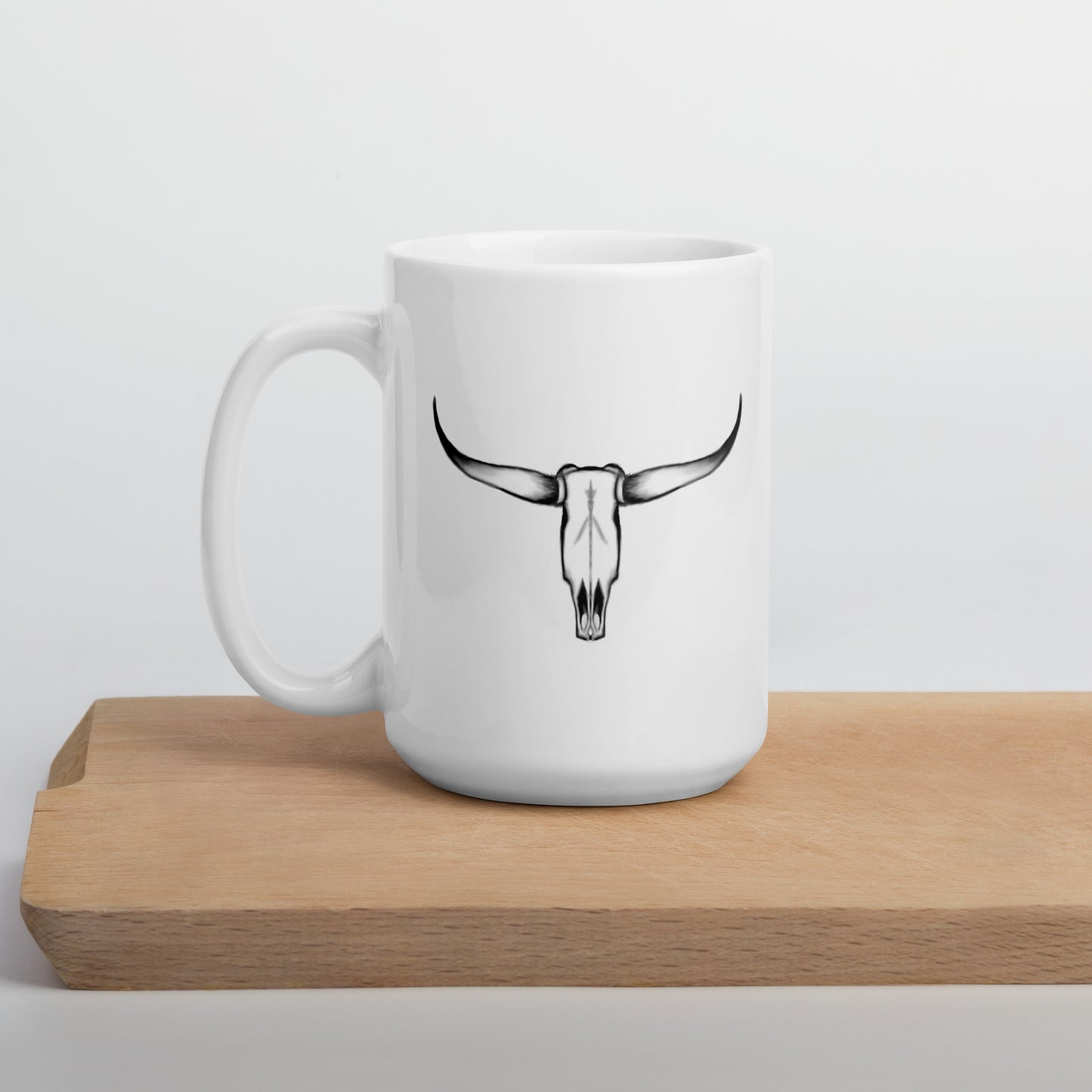 Texas Longhorn Skull White glossy mug 15 oz