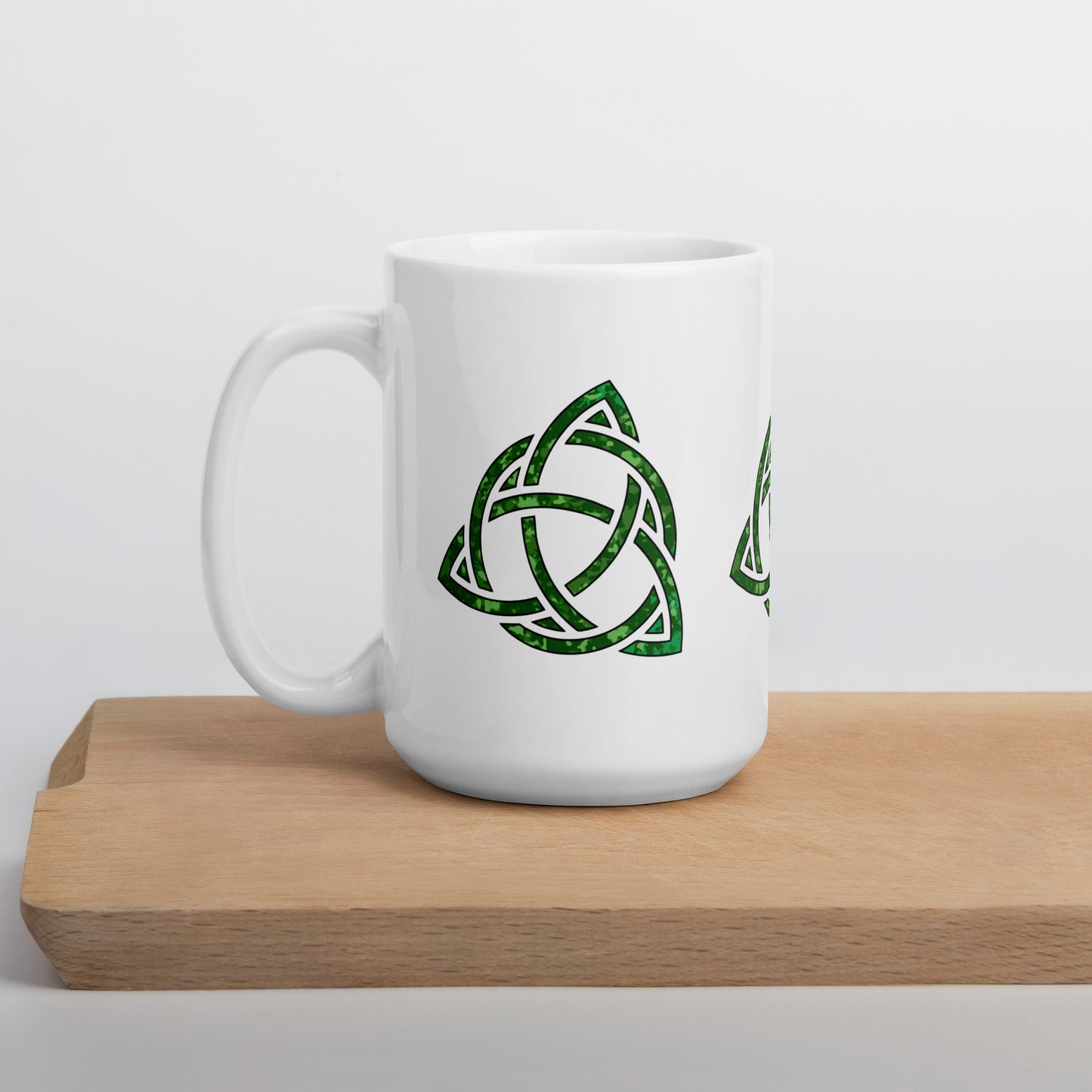 Celtic Trinity Large Knot Triquetra White Glossy Mug 15 oz
