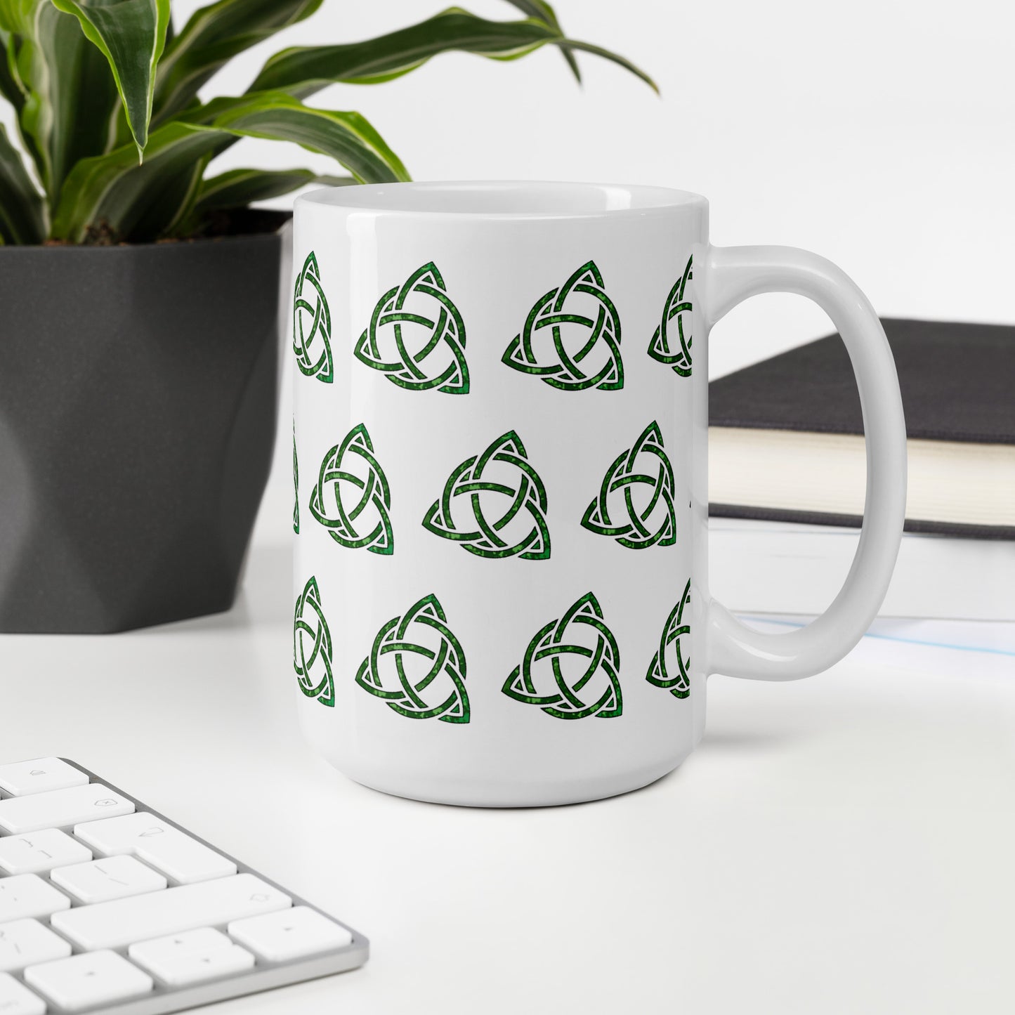 Celtic Knot Triquetra White glossy mug