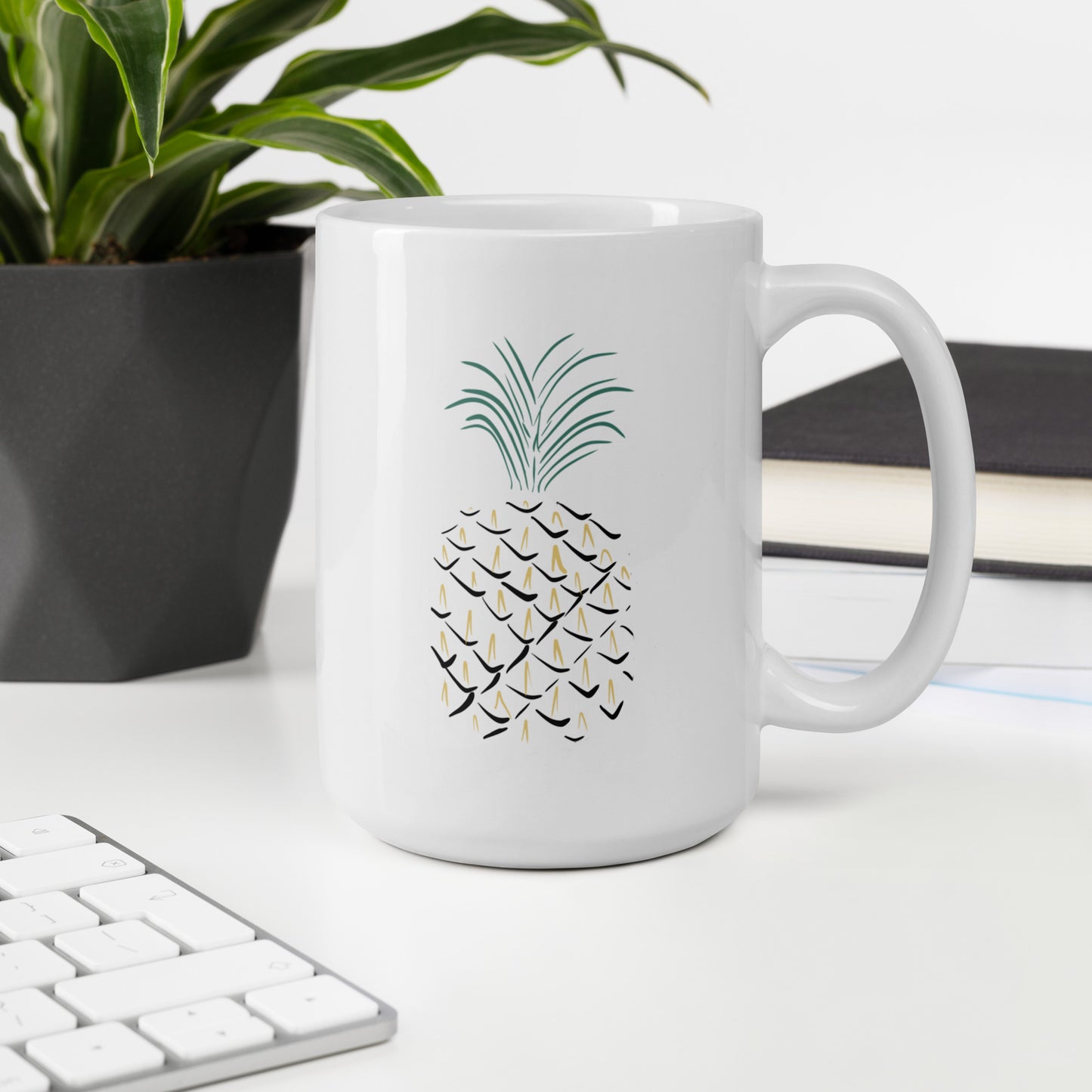 Pineapple Abstract Art White glossy mug