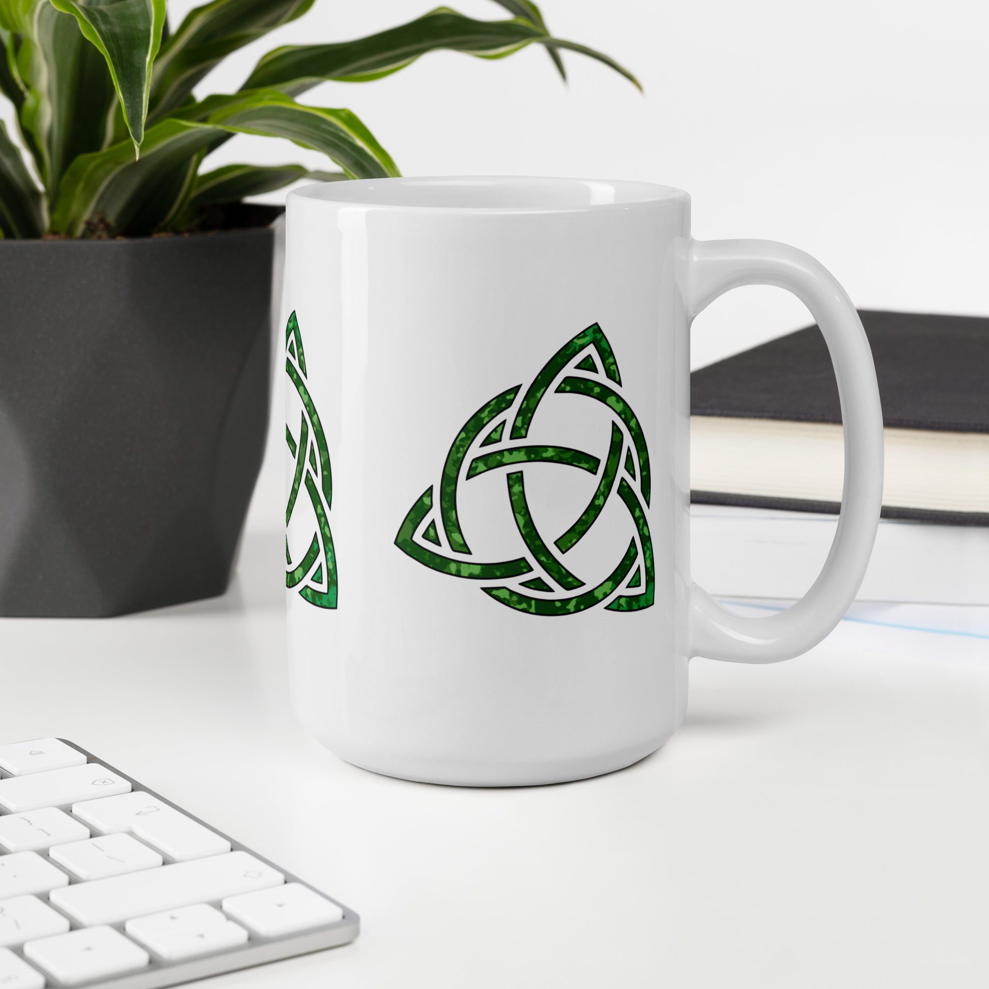 Celtic Trinity Large Knot Triquetra White Glossy Mug