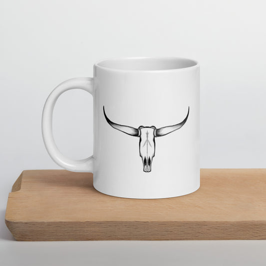 Texas Longhorn Skull White glossy mug 20 oz