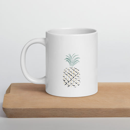 Pineapple Abstract Art White glossy mug 20 oz