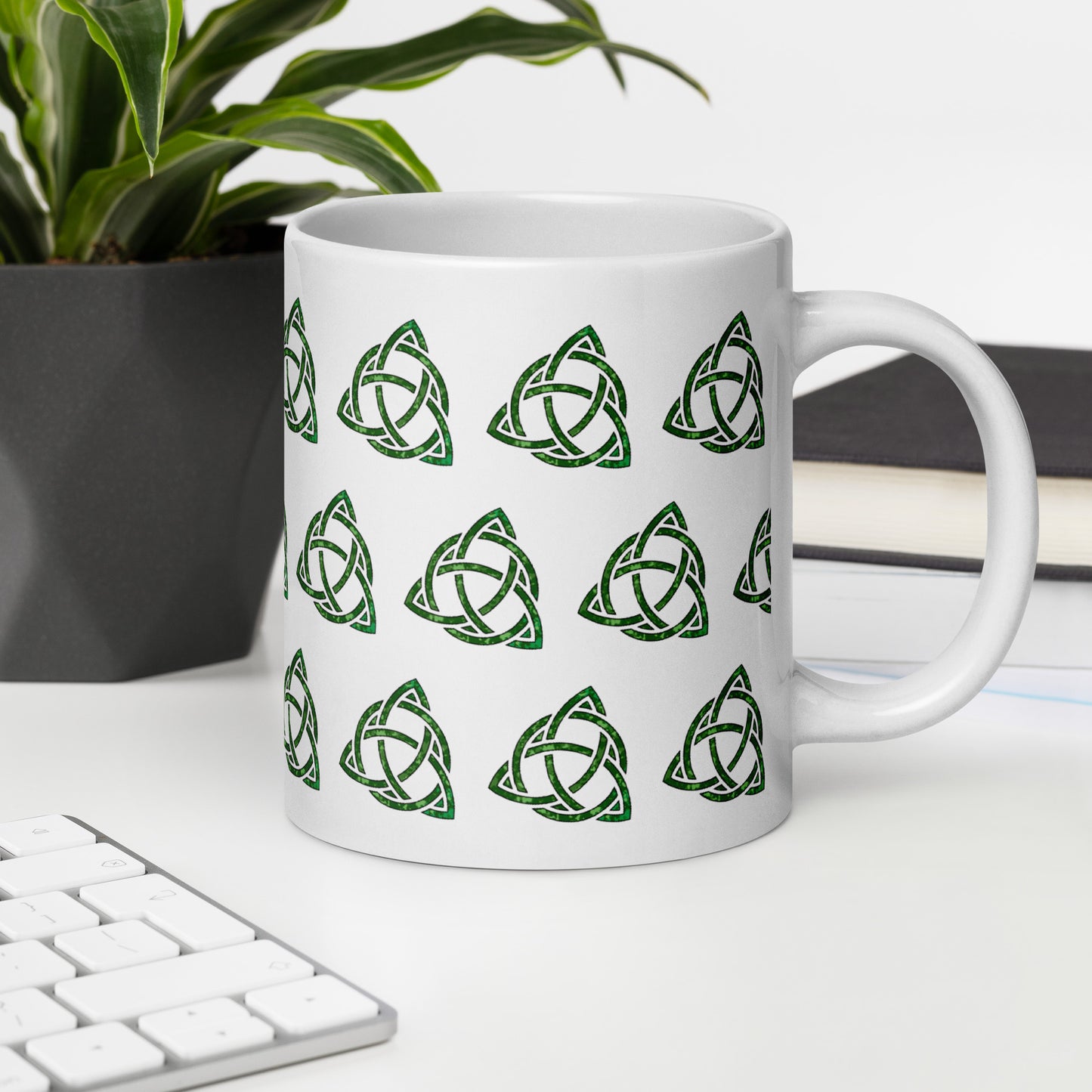 Celtic Knot Triquetra White glossy mug