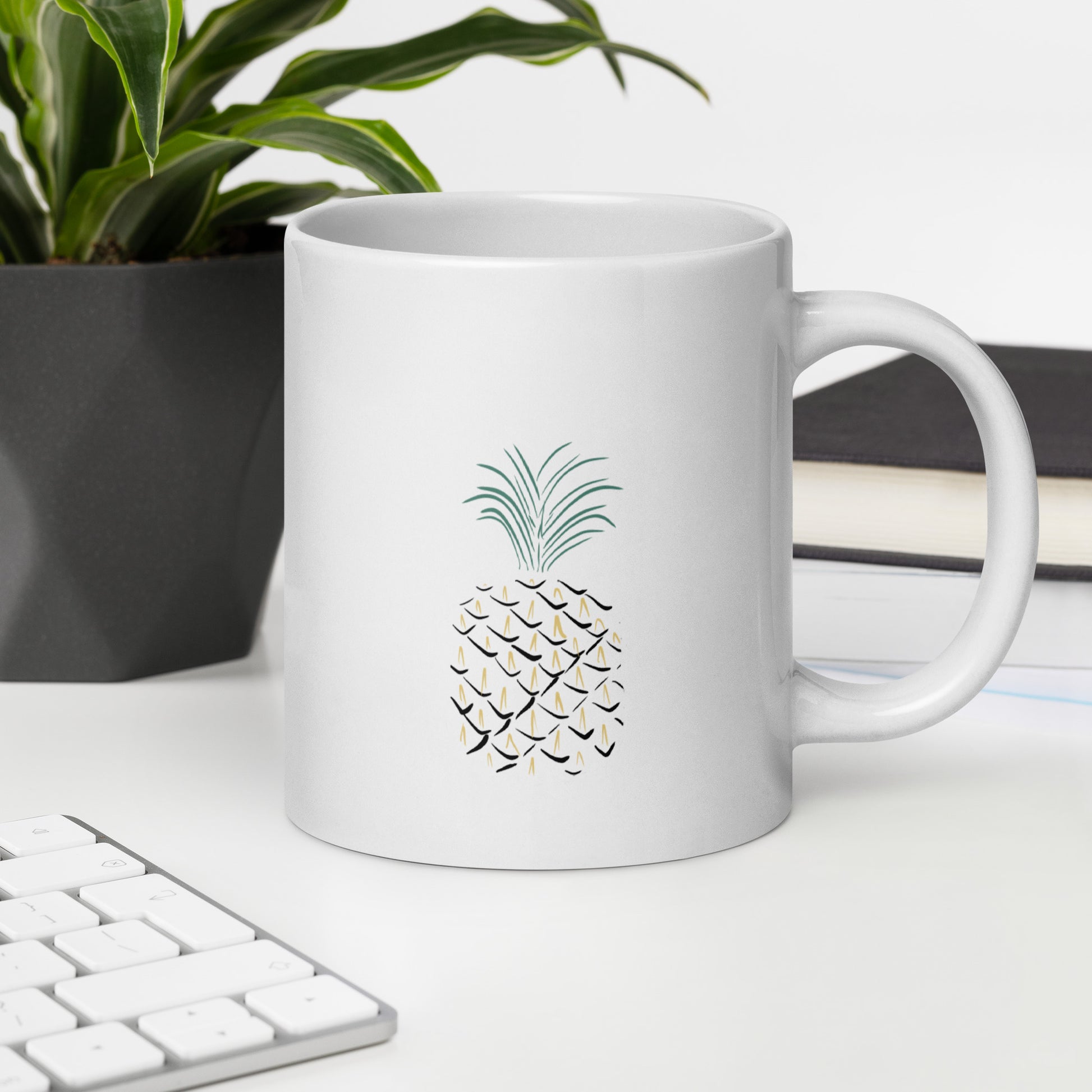 Pineapple Abstract Art White glossy mug
