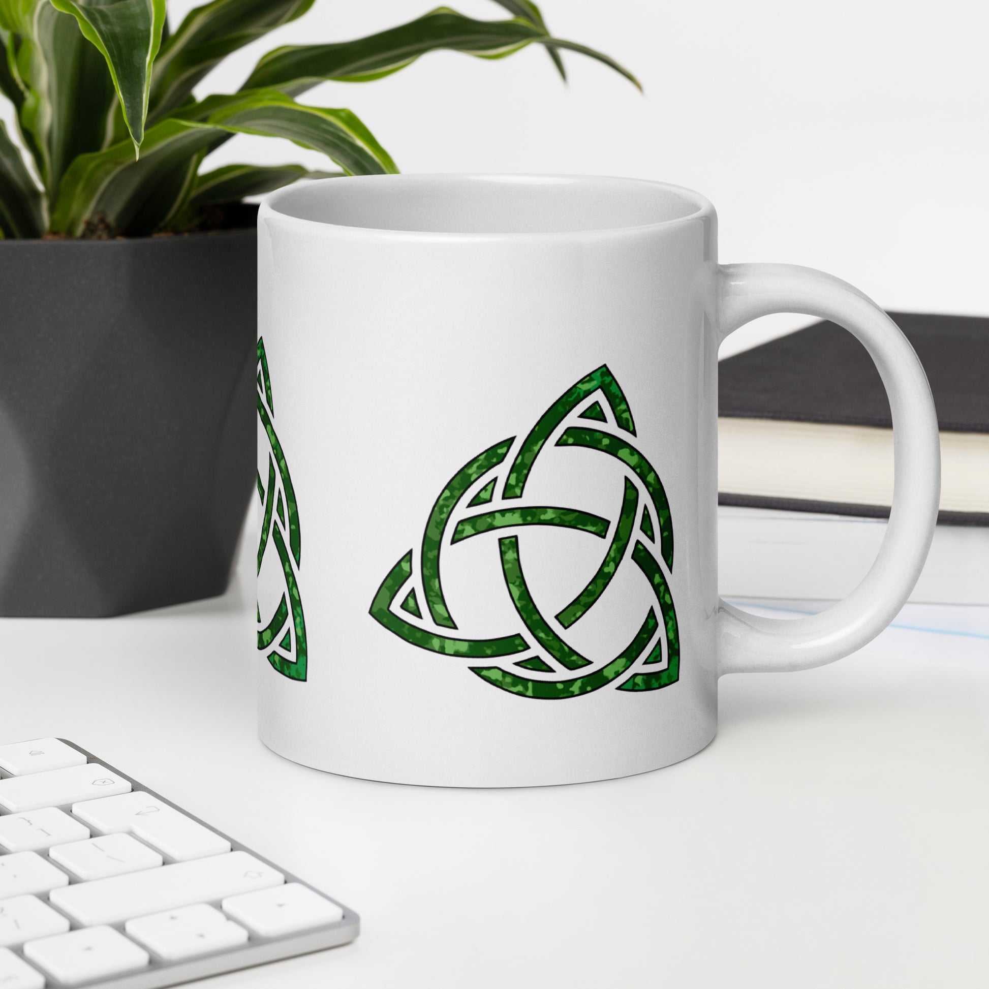 Celtic Trinity Large Knot Triquetra White Glossy Mug