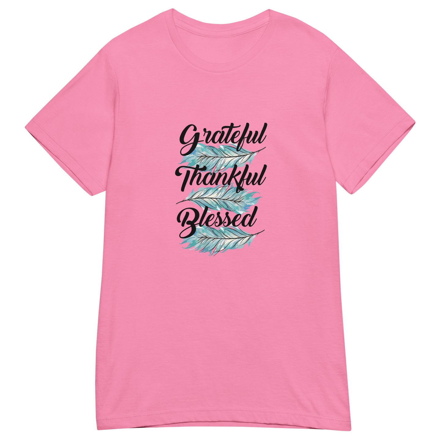 Grateful Thankful Blessed Teal Feathers Women’s Basic Tee