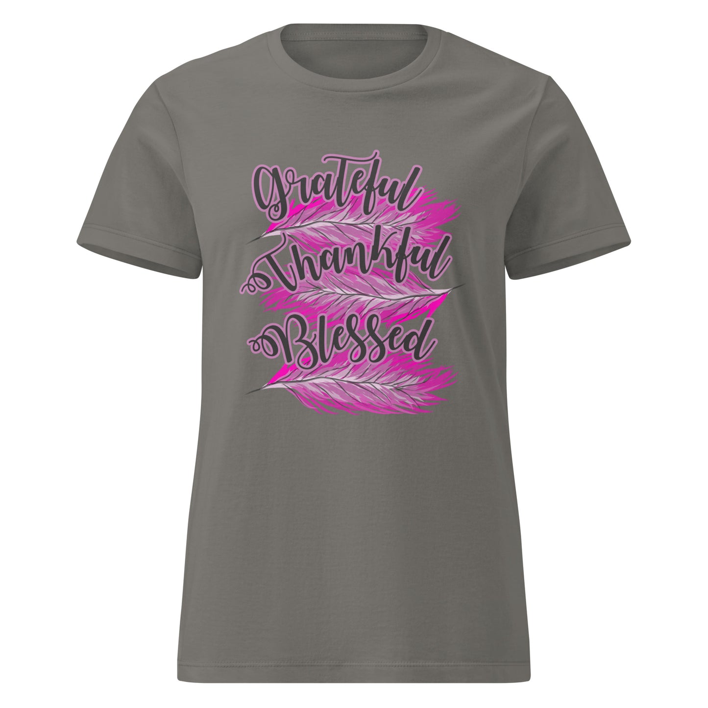 Thankful Grateful Blessed Pink Ladies Gildan t-shirt Charcoal