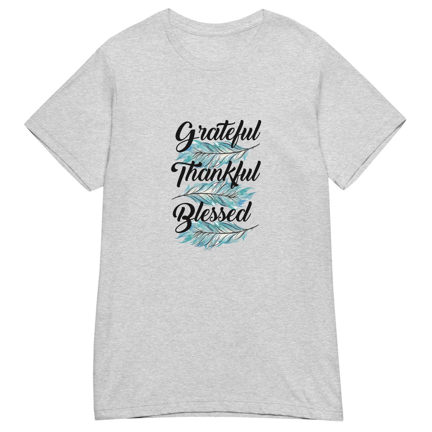 Grateful Thankful Blessed Teal Feathers Women’s Basic Tee