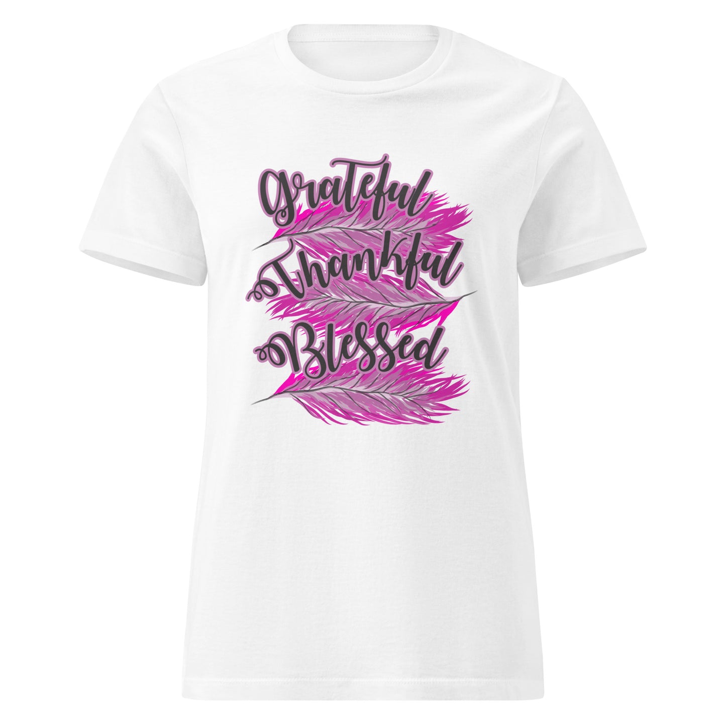 Thankful Grateful Blessed Pink Ladies Gildan t-shirt White