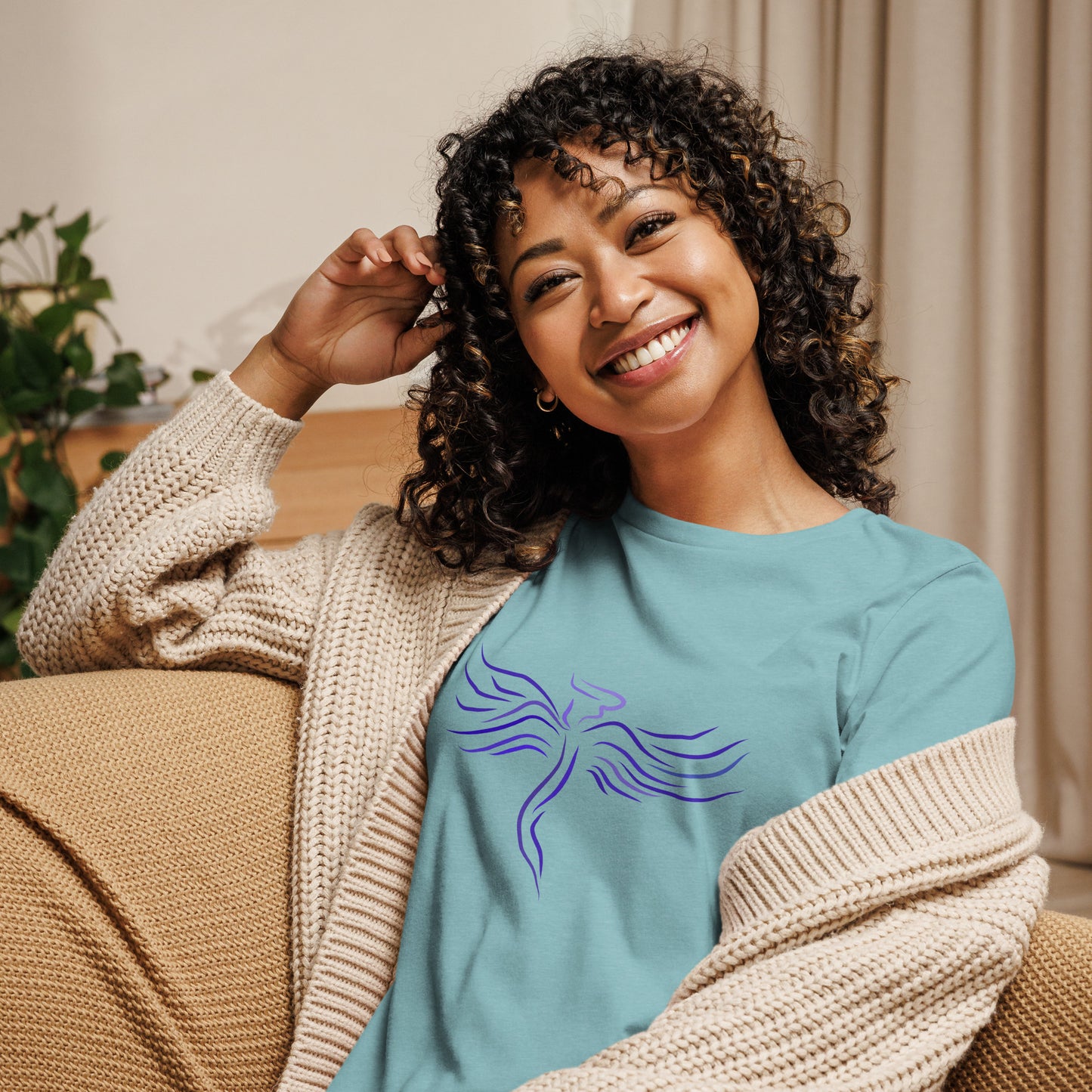 Guardian Angel Women's Relaxed T-Shirt Heather Blue Lagoon