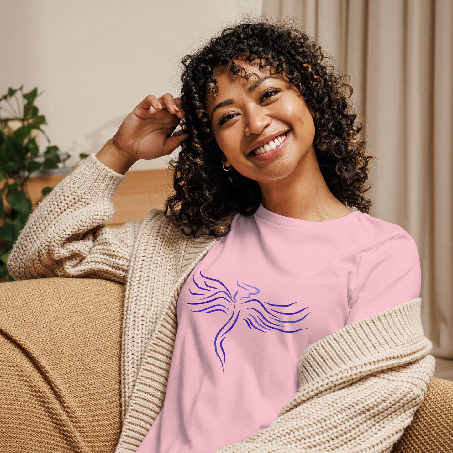 Guardian Angel Women's Relaxed T-Shirt Pink