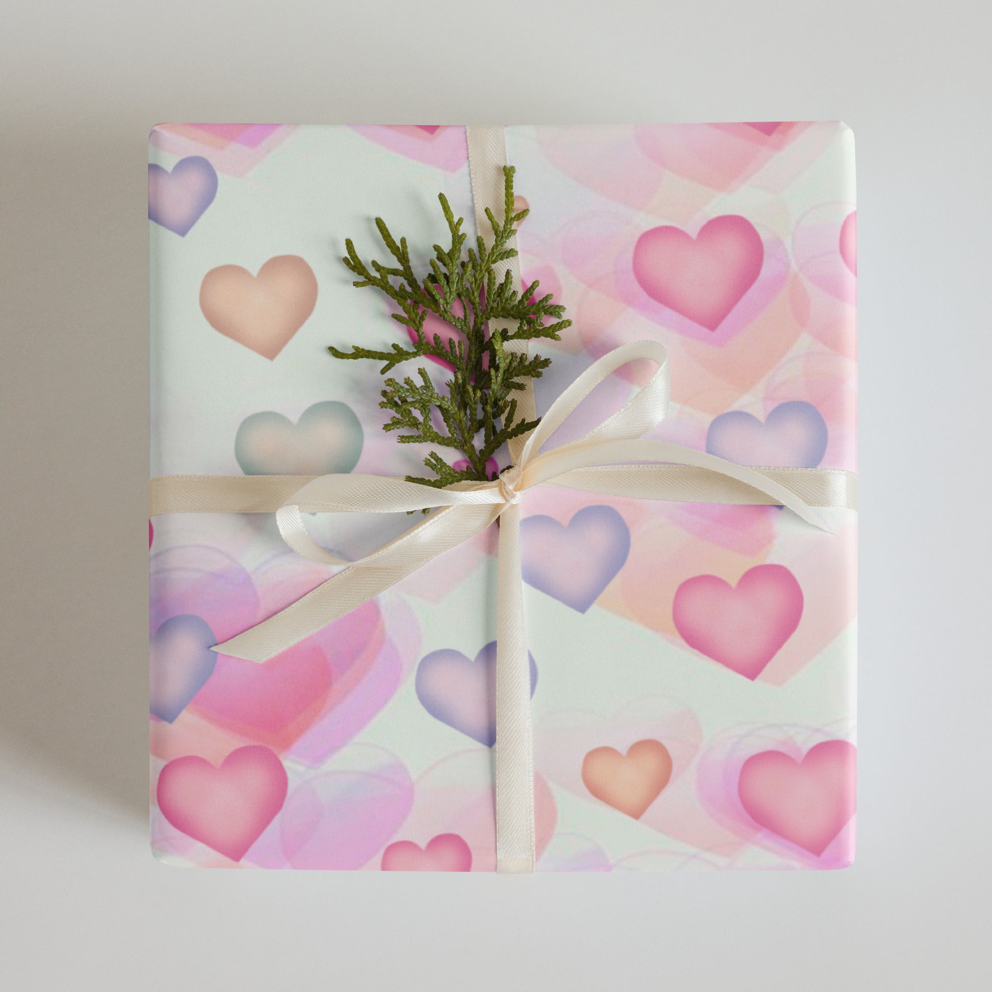 Watercolor Hearts Wrapping Paper Sheets