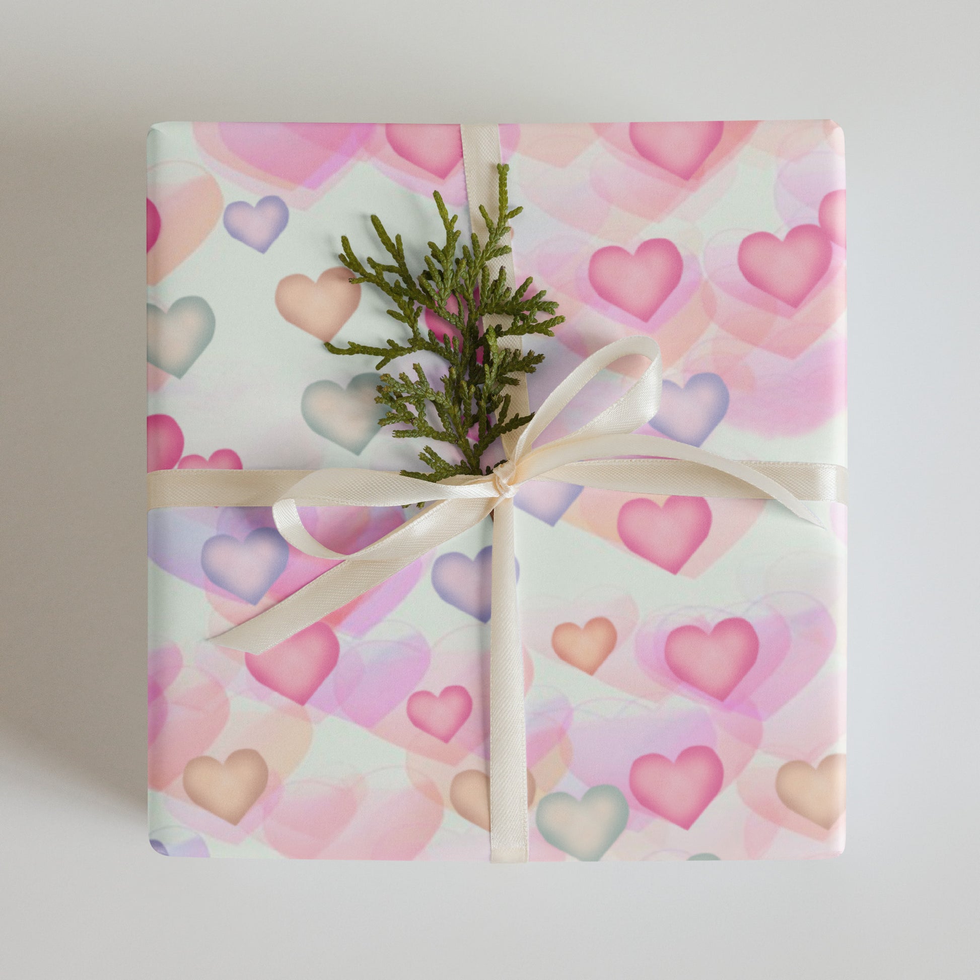 Small Watercolor Hearts Wrapping Paper Sheets