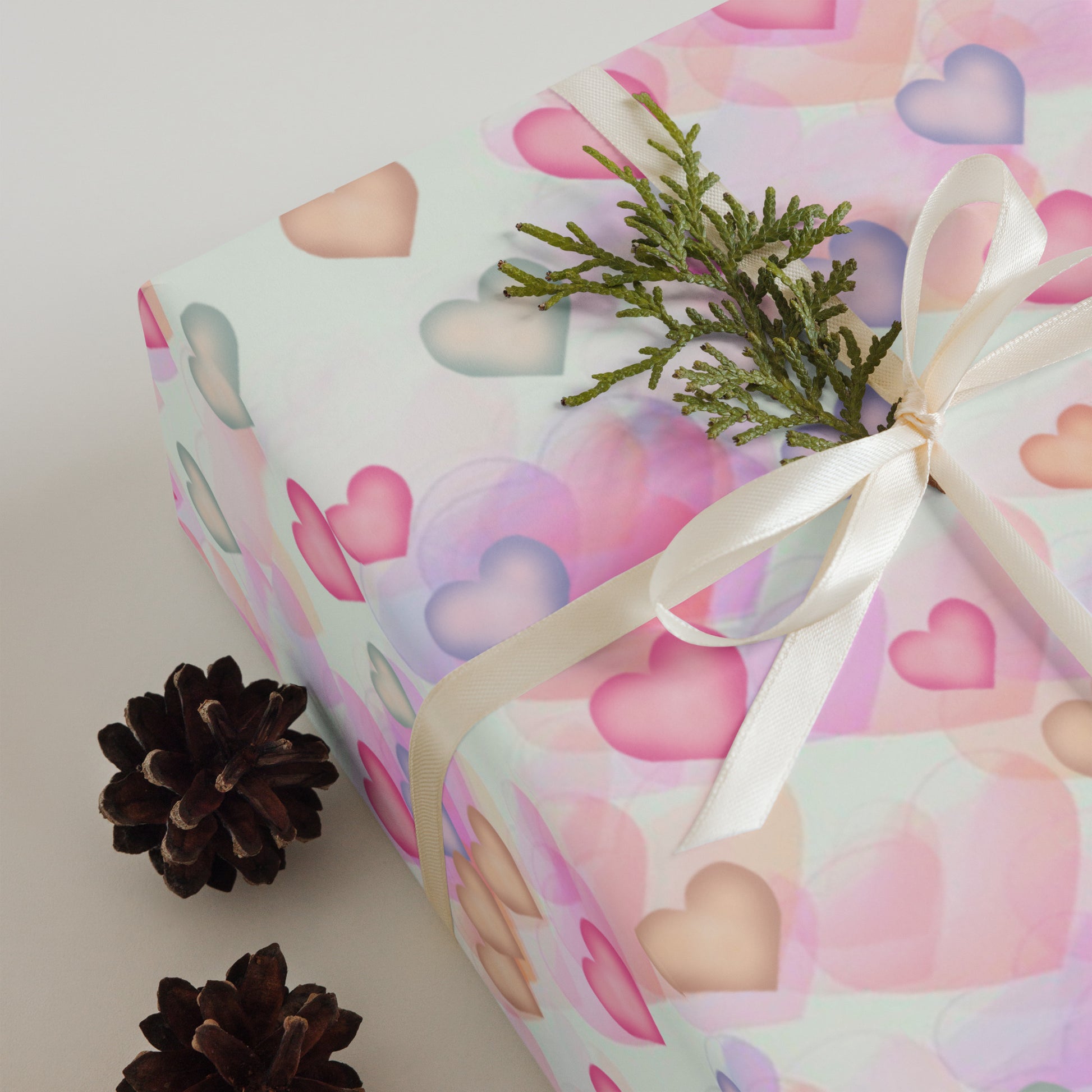 Small Watercolor Hearts Wrapping Paper Sheets