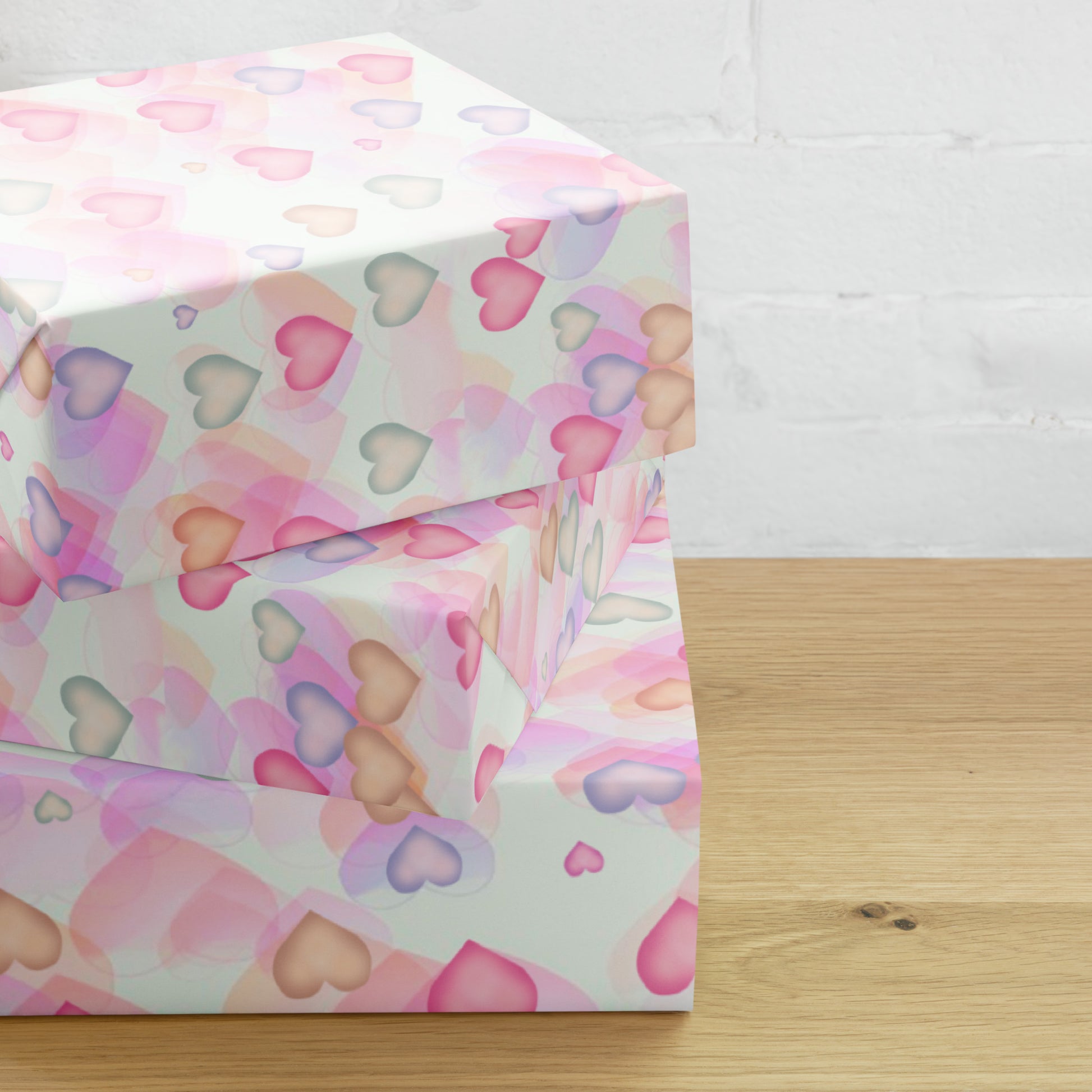 Small Watercolor Hearts Wrapping Paper Sheets