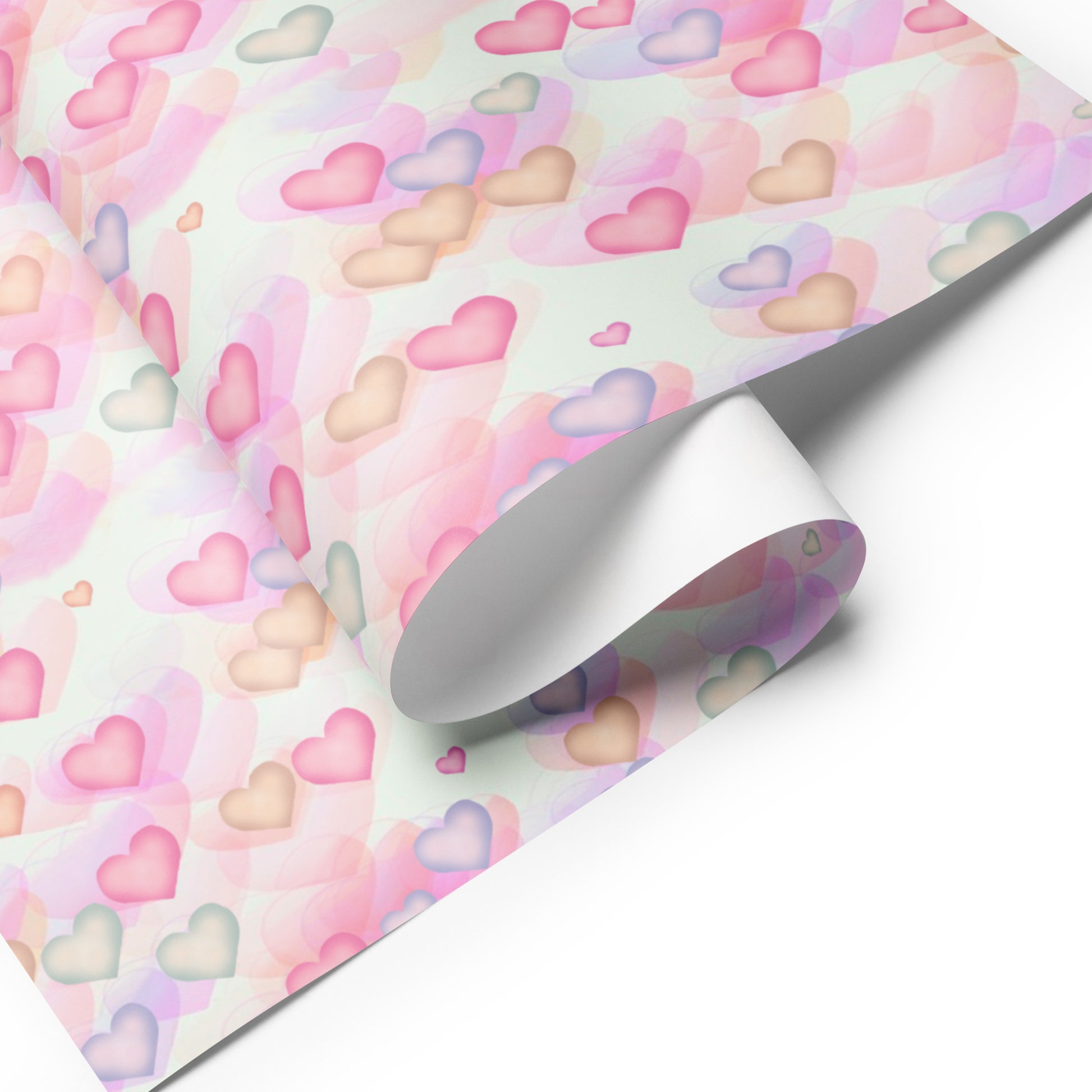 Small Watercolor Hearts Wrapping Paper Sheets