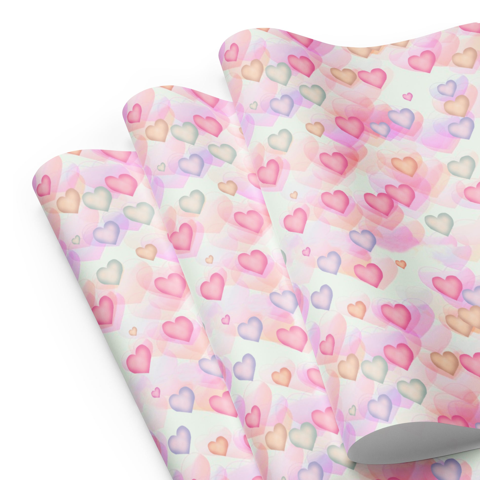 Small Watercolor Hearts Wrapping Paper Sheets