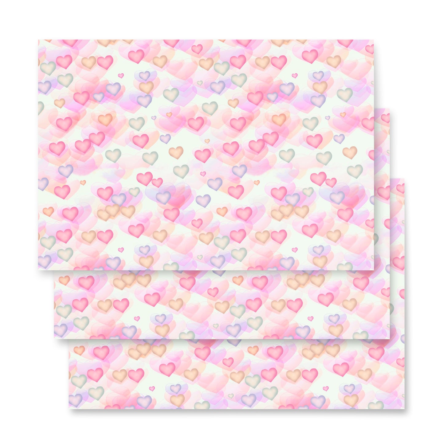 Small Watercolor Hearts Wrapping Paper Sheets