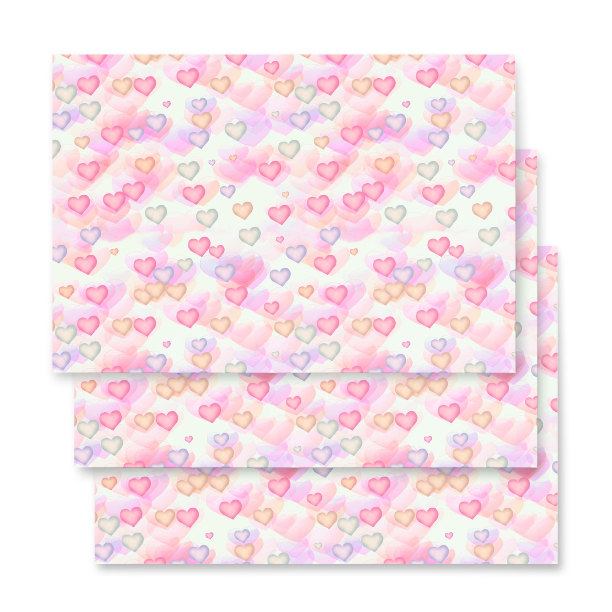 Small Watercolor Hearts Wrapping Paper Sheets